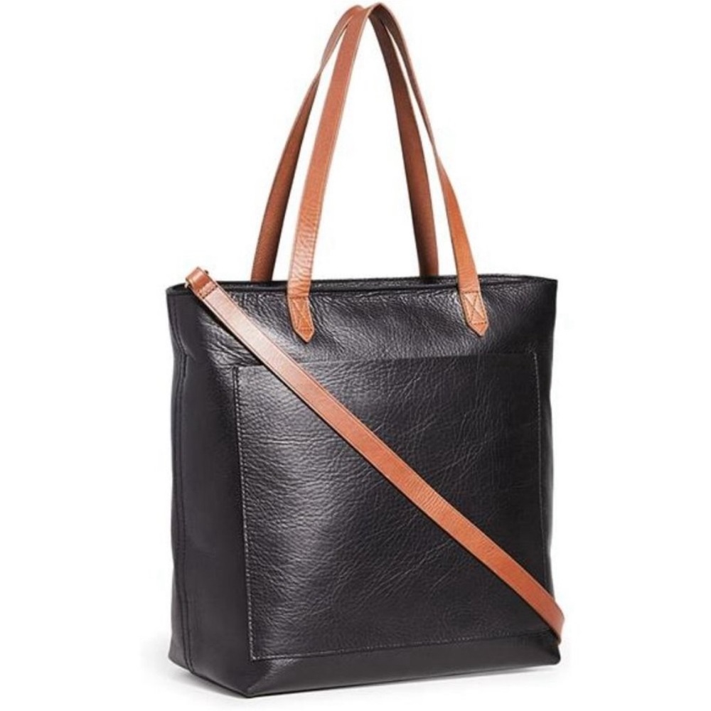 Madewell Black Tote with Brown Straps